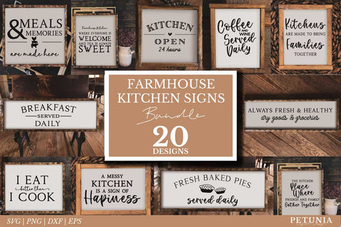 Farmhouse Kitchen Signs SVG Bundle | Kitchen SVG Cut Files SVG Petunia Digital Design 