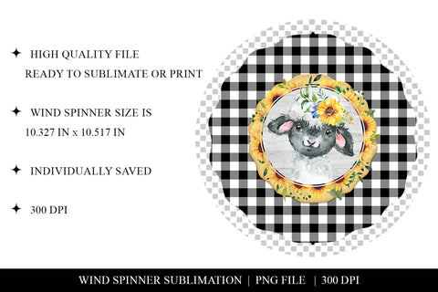 Farmhouse Lamb Wind Spinner Sublimation Design PNG Sublimation BijouBay 