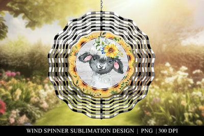 Farmhouse Lamb Wind Spinner Sublimation Design PNG Sublimation BijouBay 