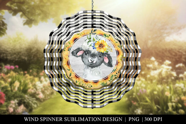 Farmhouse Lamb Wind Spinner Sublimation Design PNG Sublimation BijouBay 