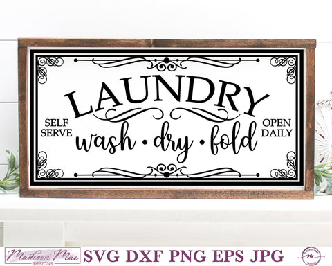 Farmhouse Laundry Sign SVG | Wash Dry Fold SVG Madison Mae Designs 