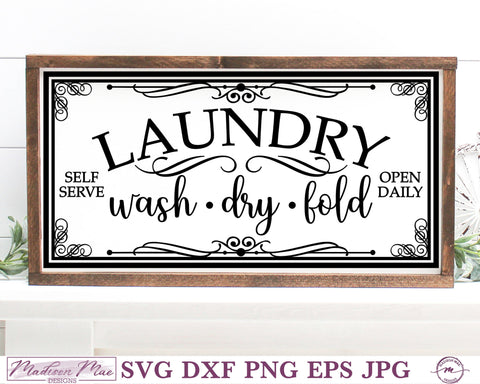 Farmhouse Laundry Sign SVG | Wash Dry Fold - So Fontsy