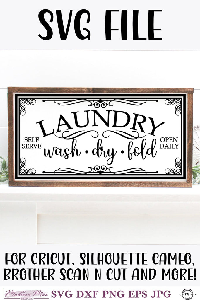 Farmhouse Laundry Sign SVG | Wash Dry Fold - So Fontsy