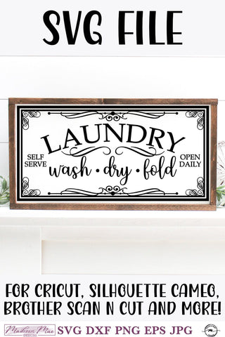 Farmhouse Laundry Sign SVG | Wash Dry Fold SVG Madison Mae Designs 