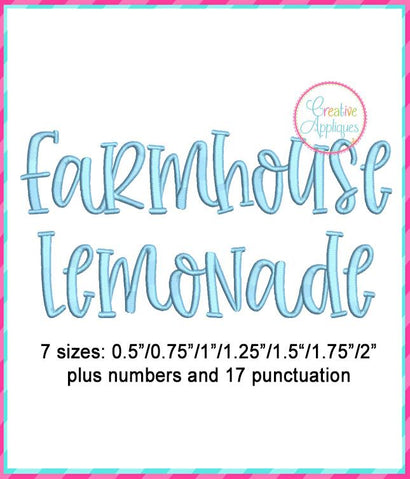 Farmhouse Lemonade Embroidery Font Font Creative Appliques 