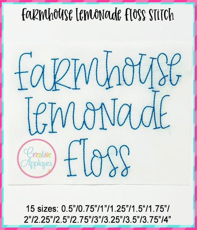 Farmhouse Lemonade Floss Stitch Embroidery Font Font Creative Appliques 