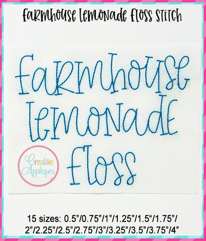 Farmhouse Lemonade Floss Stitch Embroidery Font Font Creative Appliques 