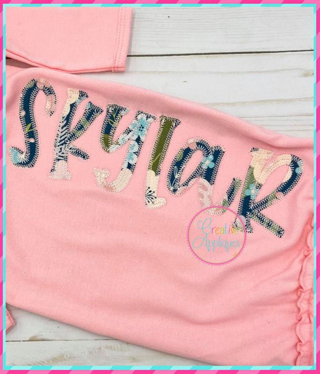 Farmhouse Lemonade Zigzag Stitch Alphabet Applique Embroidery Design Font Creative Appliques 