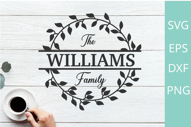 Farmhouse Monogram Wreath Svg Files SVG Chamsae Studio 