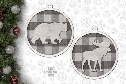 Farmhouse Ornament SVG Bundle | Christmas Laser Cut Files | Moose SVG | Bear SVG SVG Cloud9Design 