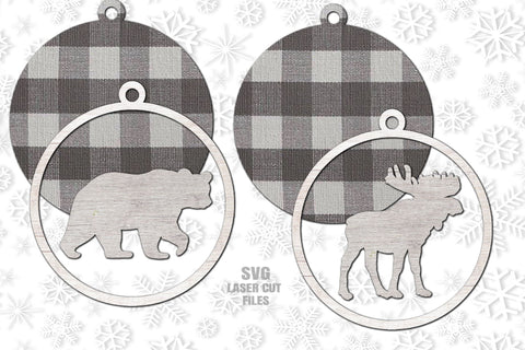 Farmhouse Ornament SVG Bundle | Christmas Laser Cut Files | Moose SVG | Bear SVG SVG Cloud9Design 