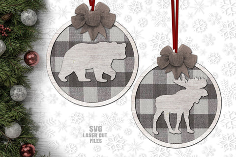 Farmhouse Ornament SVG Bundle | Christmas Laser Cut Files | Moose SVG | Bear SVG SVG Cloud9Design 