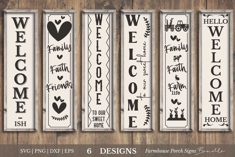 Farmhouse Porch Signs Bundle | Vertical Door Signs SVG SVG Petunia Digital Design 
