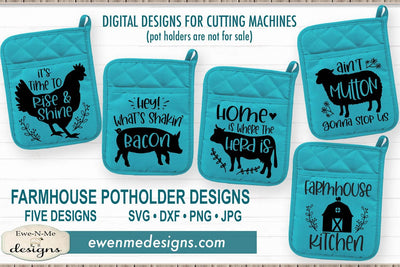 Farmhouse Potholder Bundle - Farm Animals - SVG SVG Ewe-N-Me Designs