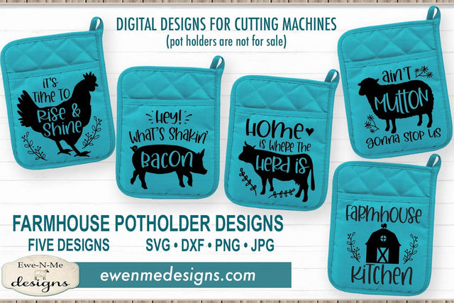 Farmhouse Potholder Bundle - Farm Animals - SVG SVG Ewe-N-Me Designs