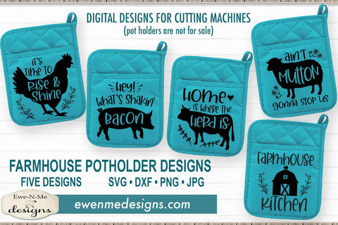 Farmhouse Potholder Bundle - Farm Animals - SVG SVG Ewe-N-Me Designs 