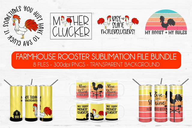 Farmhouse Rooster Sublimation Bundle | Animal Sublimation Graphics Sublimation DIYxe Designs 