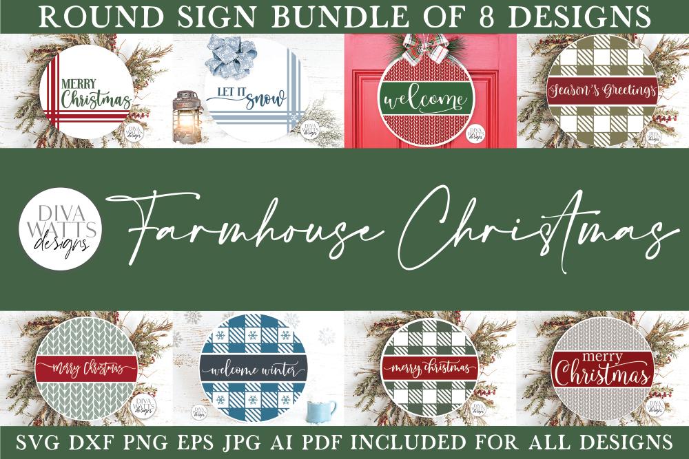 Farmhouse Round Christmas SVG Bundle - Sign Making Bundle - So Fontsy