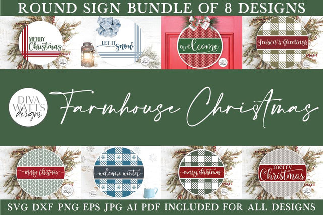 Farmhouse Round Christmas SVG Bundle - Sign Making Bundle SVG Diva Watts Designs 