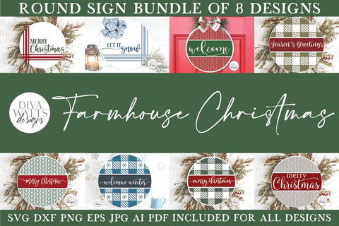 Farmhouse Round Christmas SVG Bundle - Sign Making Bundle SVG Diva Watts Designs 