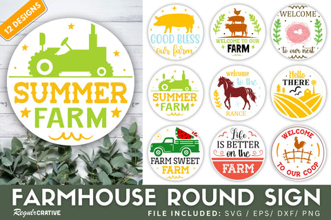 Farmhouse Round Sign Svg Bundle SVG Regulrcrative 