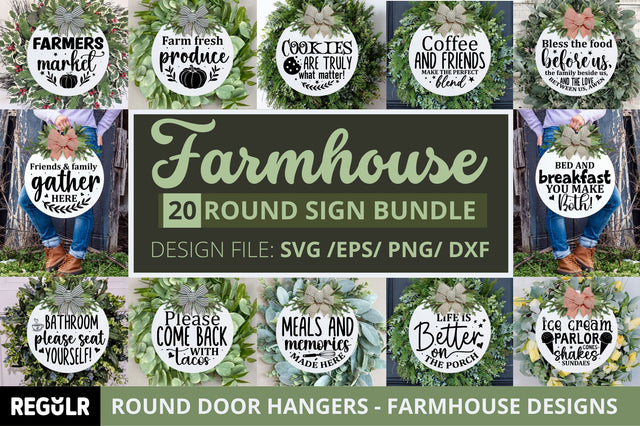 Farmhouse Round Sign Svg Bundle SVG Regulrcrative 