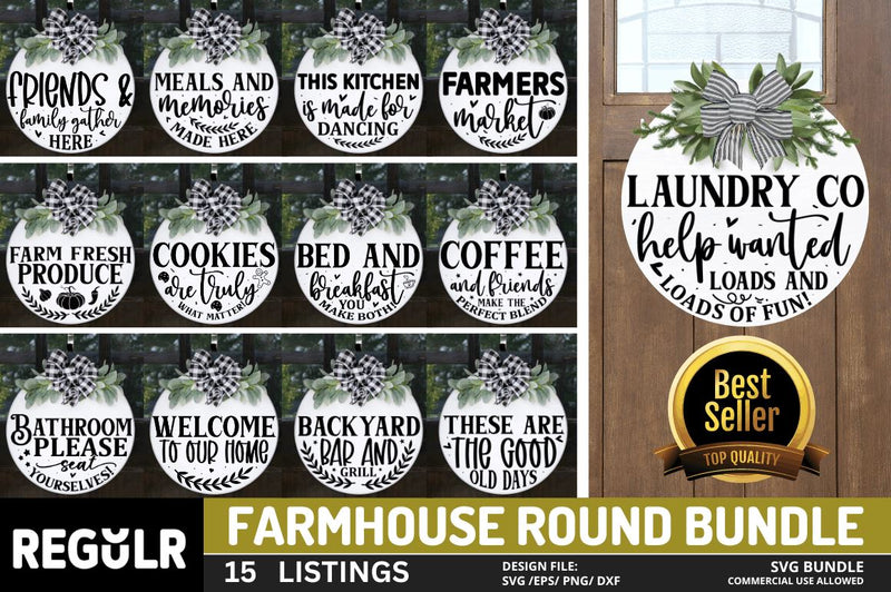 Farmhouse Round Svg Bundle SVG Regulrcrative 