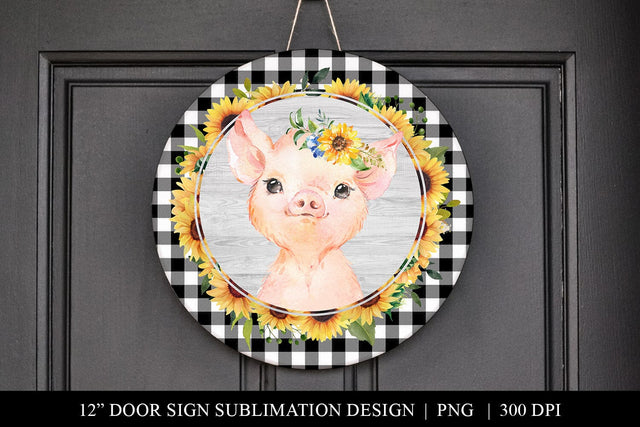 Farmhouse Rustic Pig Door Hanger PNG Sublimation BijouBay 