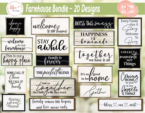 Farmhouse Sign Bundle - SVG, PNG, DXF, EPS SVG Elsie Loves Design 