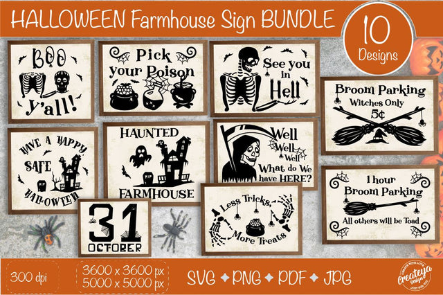 Farmhouse Sign, Halloween Svg, Farmhouse Halloween Bundle with skeleton SVG Createya Design 