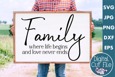 Farmhouse Sign Home Svg | Family Where Life Begins SVG Crafty Mama Studios 