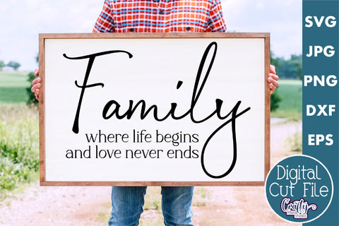 Farmhouse Sign Home Svg | Family Where Life Begins SVG Crafty Mama Studios 