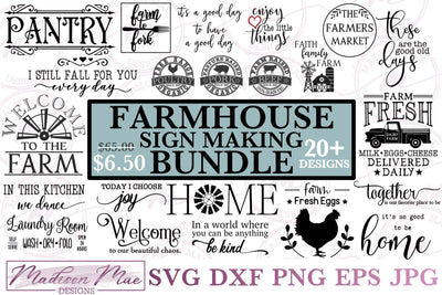 Farmhouse Sign Making Bundle - 20 Designs, Home Decor SVG SVG Madison Mae Designs 