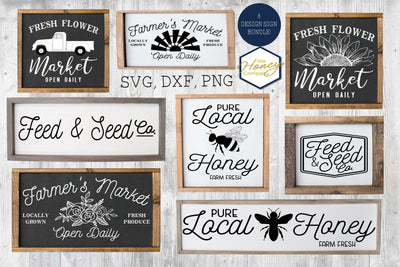 Farmhouse Sign Making Bundle SVG PNG DXF Farm Laser Cut Wood Design Instant Download Silhouette Cricut Cut Files Cutting Machine Vector File SVG The Honey Company 