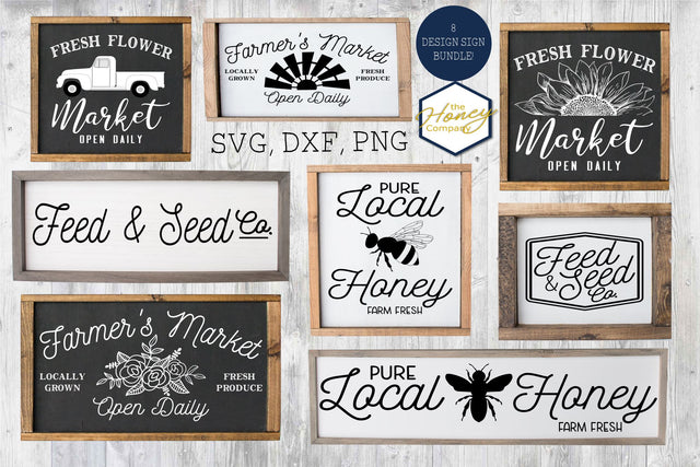 Farmhouse Sign Making Bundle SVG PNG DXF Farm Laser Cut Wood Design Instant Download Silhouette Cricut Cut Files Cutting Machine Vector File SVG The Honey Company 