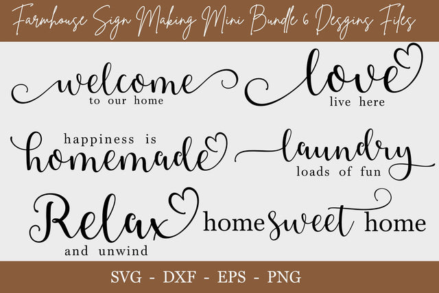 Farmhouse Sign Mini Bundle 6 Designs svg Files, svg cut file SVG Chamsae Studio 