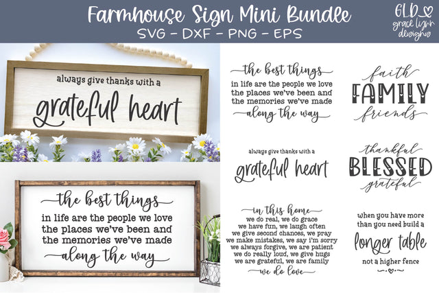 Farmhouse Sign SVG Bundle | 6 Farmhouse SVG Sign Designs | Family SVGs SVG Grace Lynn Designs 