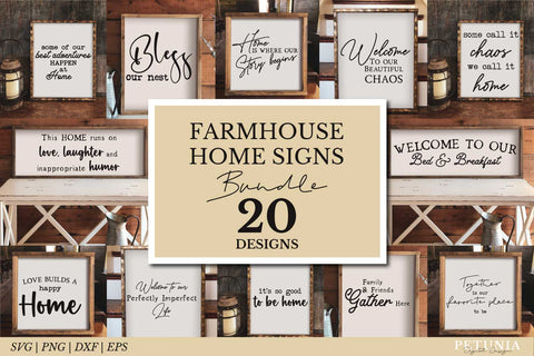 Farmhouse Sign SVG Bundle | Home Sign Bundle SVG Petunia Digital Design 