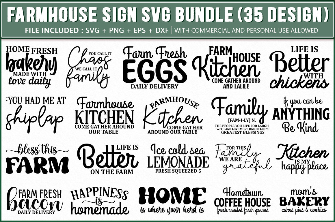 Farmhouse Kitchen Sign SVG Design Bundle