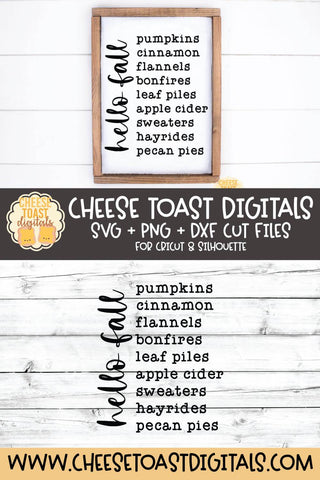 Farmhouse Sign SVG | Hello Fall List SVG Cheese Toast Digitals 