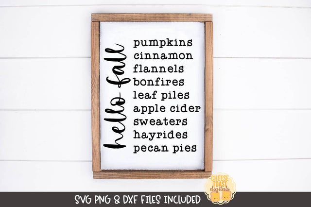 Farmhouse Sign SVG | Hello Fall List SVG Cheese Toast Digitals 