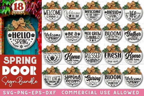 Farmhouse Spring Round Sign Bundle SVG DESIGNISTIC 