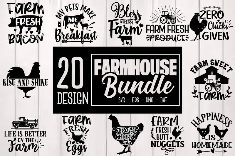 Farmhouse SVG Bundle, Chicken Svg, Farm Fresh Svg - So Fontsy