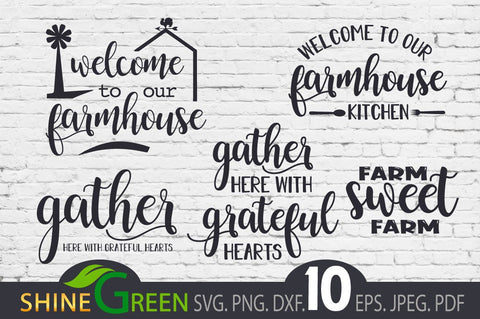Farmhouse SVG Bundle, Fall, Thanksgiving, Kitchen, Welcome Cut Files SVG Shine Green Art 