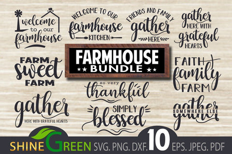 Farmhouse SVG Bundle, Fall, Thanksgiving, Kitchen, Welcome Cut Files SVG Shine Green Art 