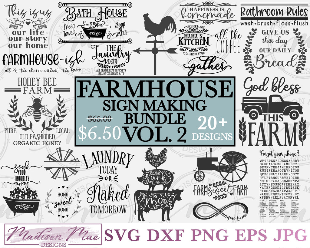Farmhouse SVG Bundle Vol 2 - Farmhouse Sign Making Bundle - So Fontsy