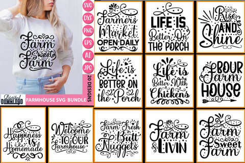 Farmhouse SVG Bundle,SVGs,Quotes and Sayings,Food & Drink,On Sale, Print & Cut SVG Newmockups 
