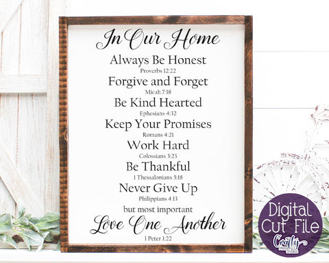 Farmhouse svg, Christian Svg, Family Rules Sign Bible Family SVG Crafty Mama Studios 