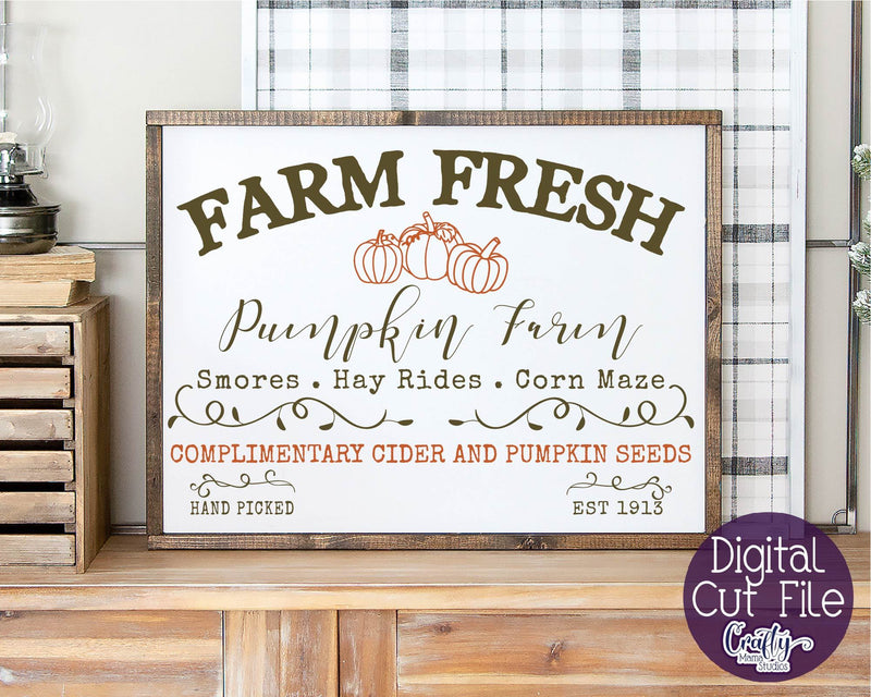 Farmhouse Svg, Fall Sign, Farm Fresh Pumpkin Farm Cut File - So Fontsy