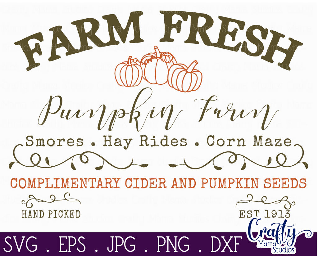 Farmhouse Svg, Fall Sign, Farm Fresh Pumpkin Farm Cut File - So Fontsy